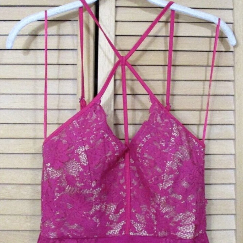 The Room By Ark & Co Pink Strappy Lace Bodycon Dress S - Picture 5 of 11
